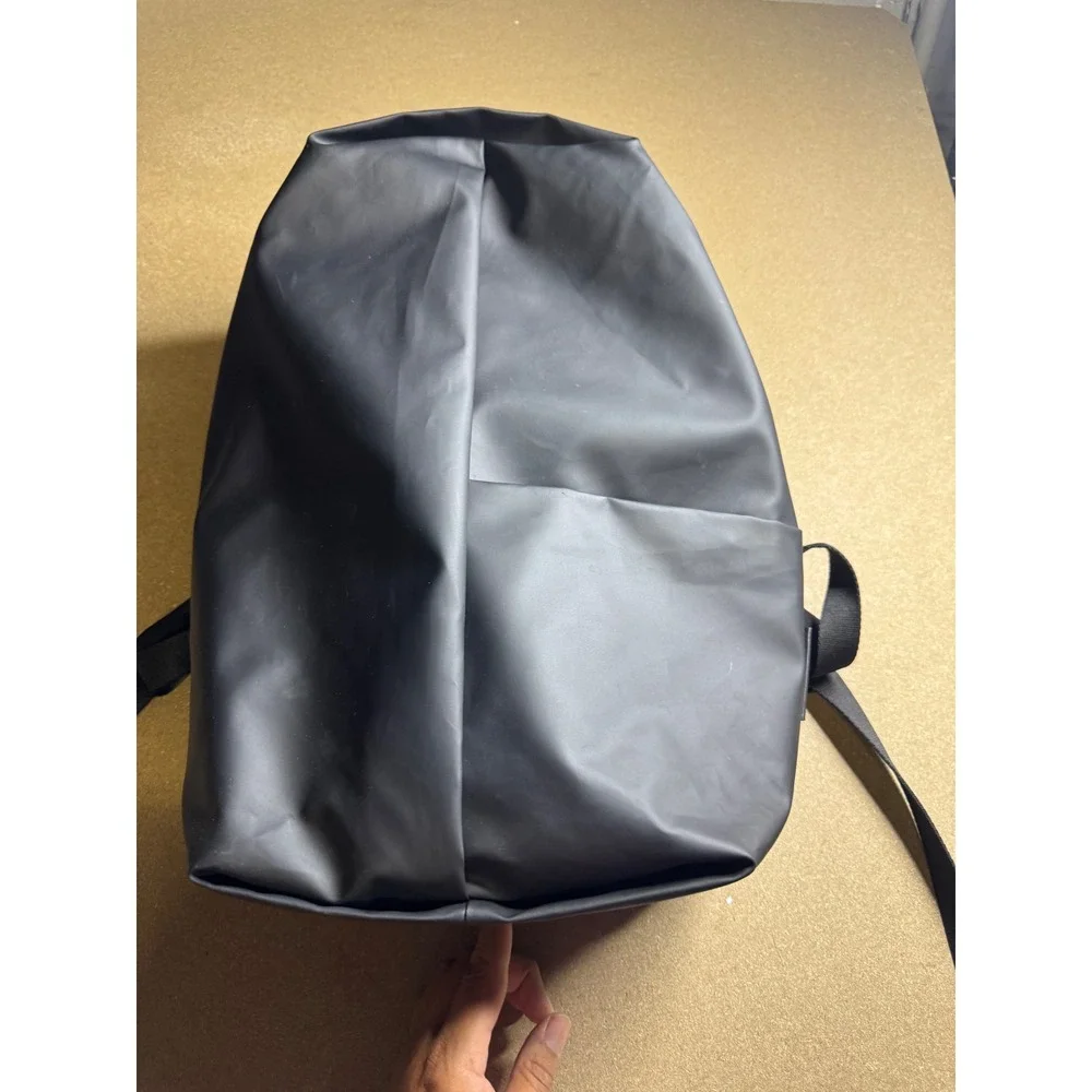 Cote&Ciel Isar M Backpack Black Coated Canvas Laptop Bag Architectural Design